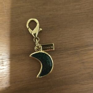 Coach Gold and Green Crescent Bag Charm